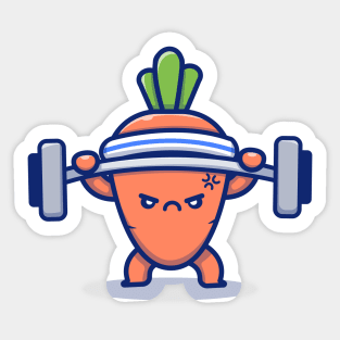 Cute Carrot Lifting Barbell Sticker